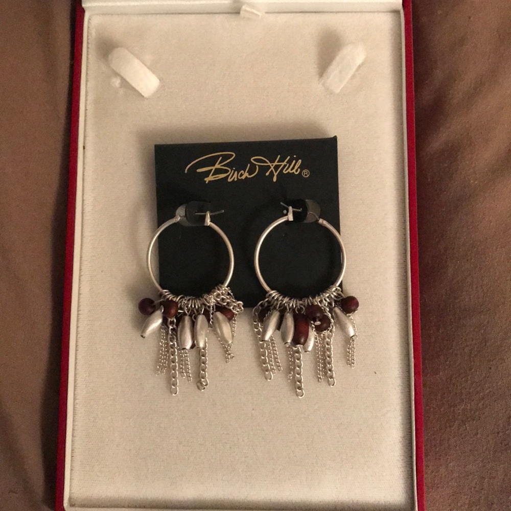 Silver hoop dangly earrings